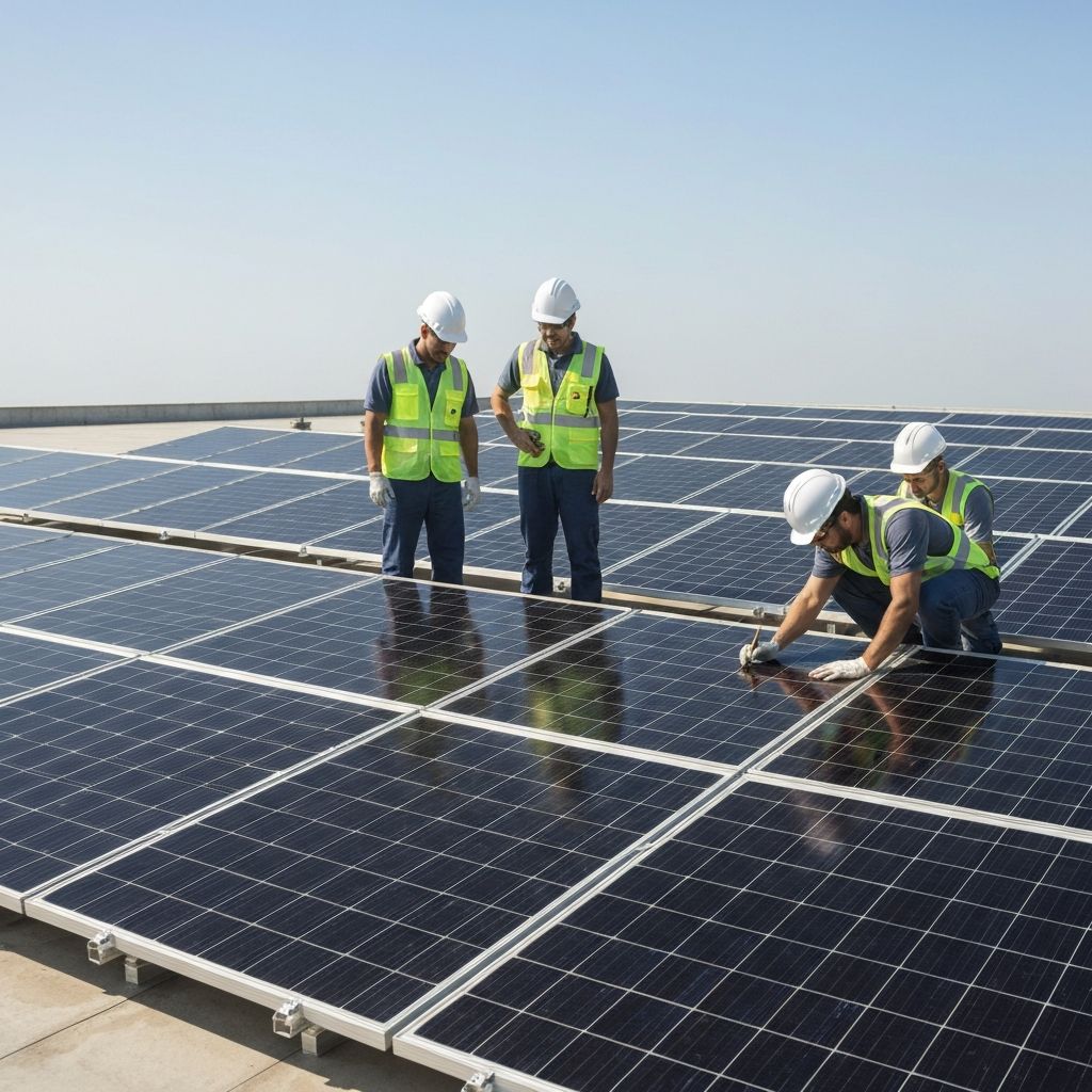 Equipe técnica da Heliossol instalando sistema solar